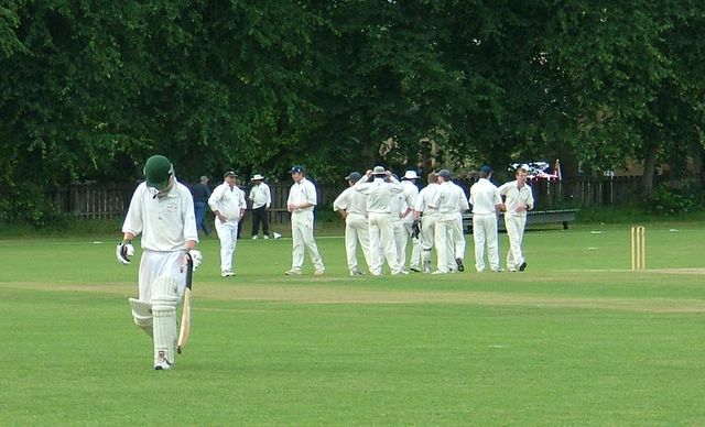 At this stage I thought the batsman was going to hit me so I pretended to be taking pictures of the celebrations